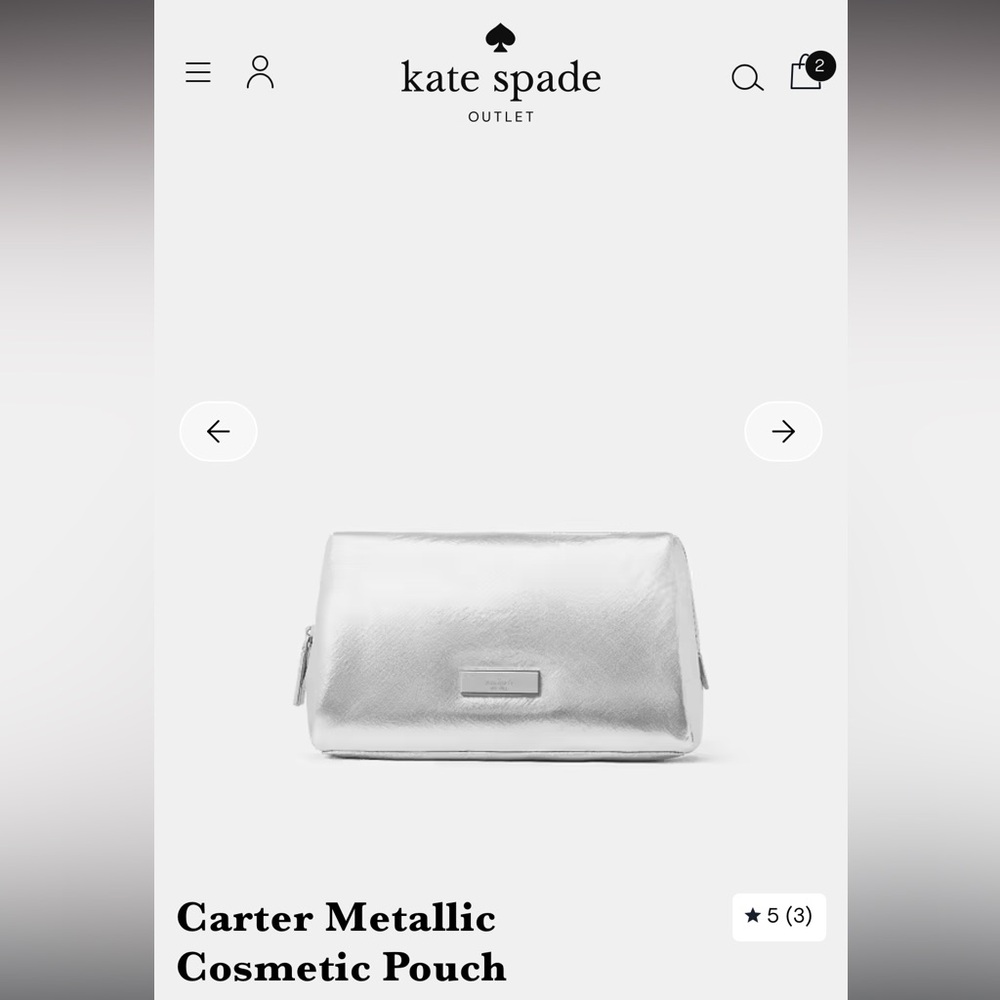 NWT Kate Spade Carter Metallic Silver Cosmetic Pouch
